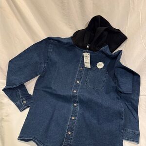 Epic Threads Denim Blue Shirt with Black Hood